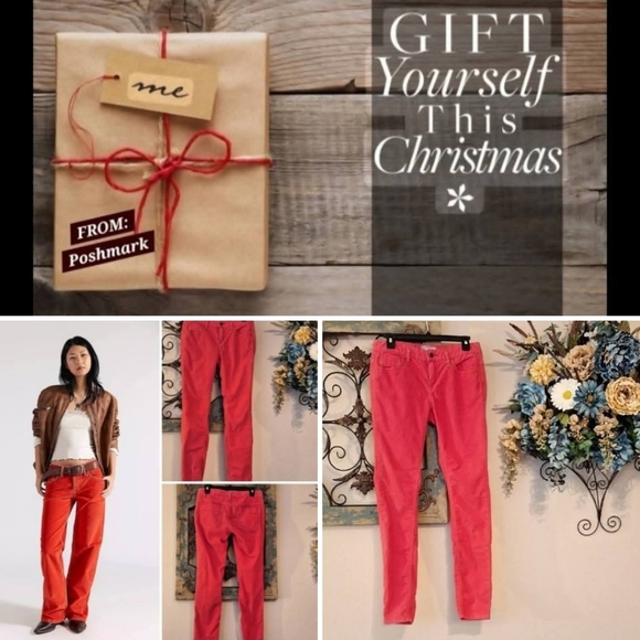 Free People Salmon Corduroy Straight Leg Pants. Excellent Condition Size 28 - Picture 5 of 14